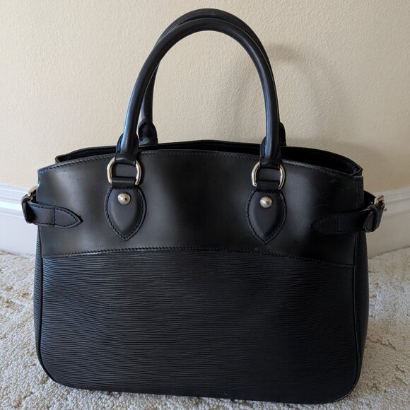 Louis Vuitton Passy Tote PM Black Epi Leather LV Handbag Work Business Purse Bag - Picture 1 of 16